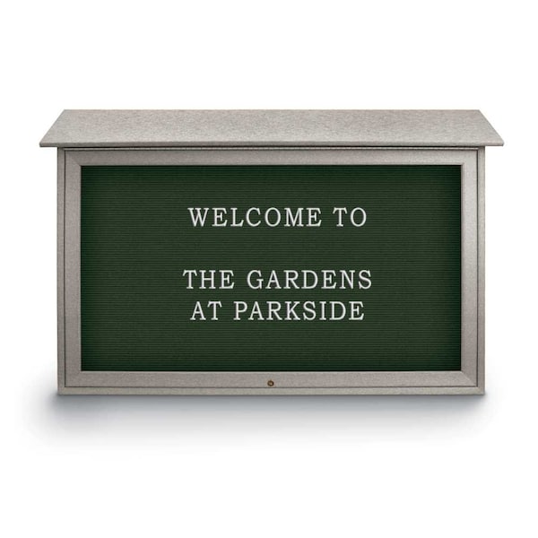 Indoor Enclosed Combo Board, 42"x32", Satin Frame/Grey & Cork